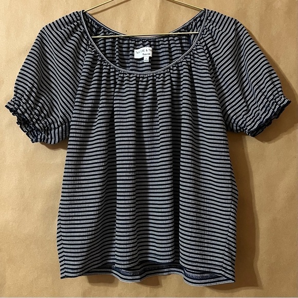 Madewell | Texture & Thread Peasant Top Stripe Popover Blouse Size S - Picture 1 of 9